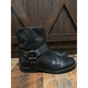 HOUSE OF HARLOW Black Leather Portia Biker Combat Engineer Boots  Size 7.5